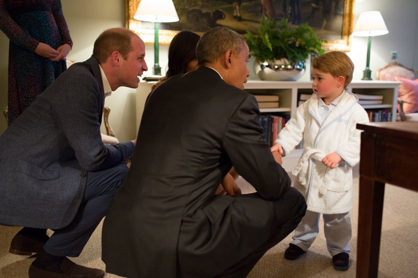 Prince George meets President Obama during a trip to London on April 22, 2016.