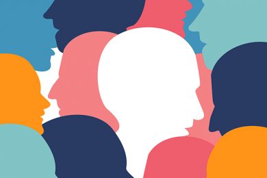 People profile heads. Vector background pattern.