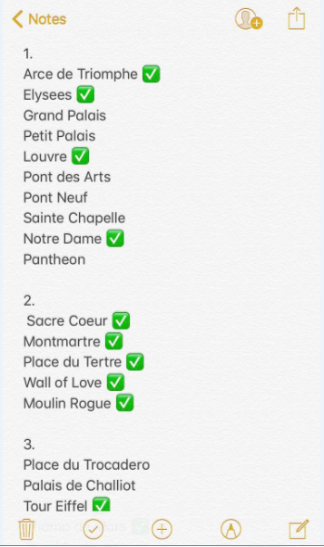 Вот как выглядел такой список по Парижу: