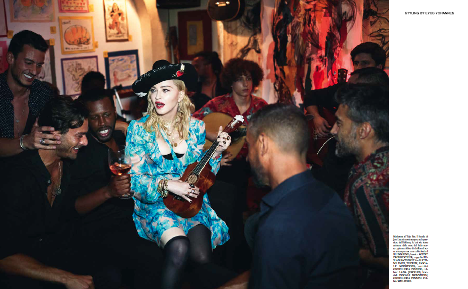Madonna на съемках для итальянского Vogue в шляпе Багинского. Фото: https://www.madonna-art-vision.com