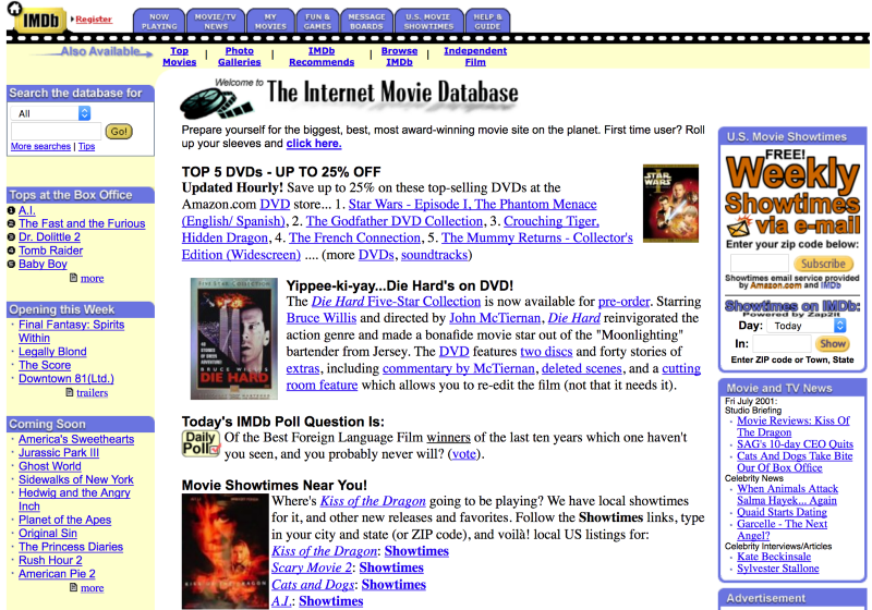 Как выглядели сайты в эпоху web 1.0. Источник: medium.com