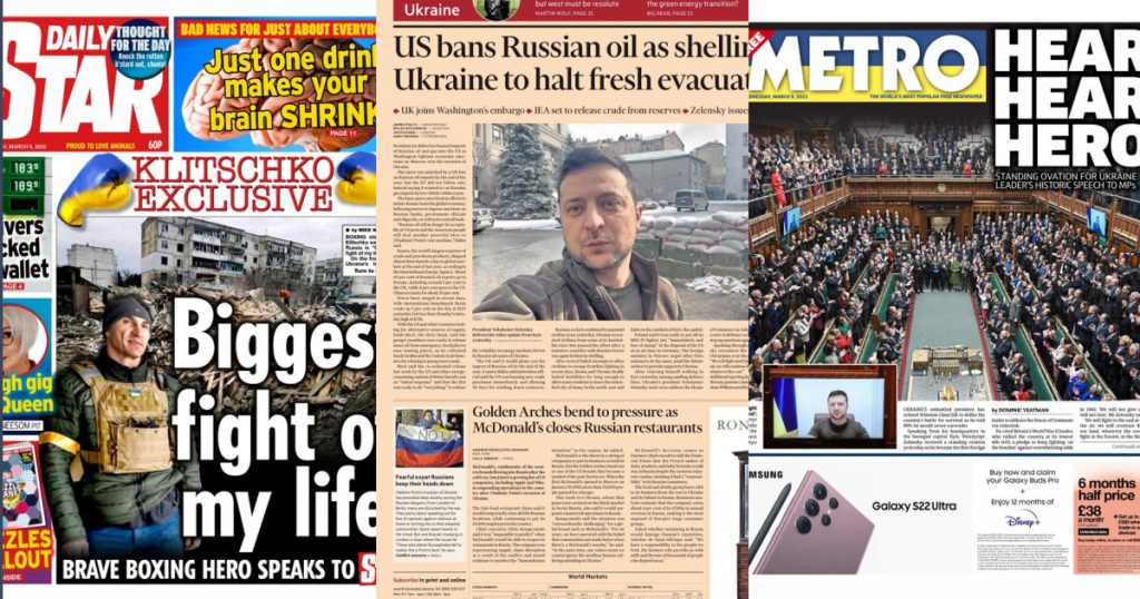 «Ми ніколи не здамося»: що британські газети пишуть про промову Зеленського в їхньому парламенті. Підбірка обкладинок