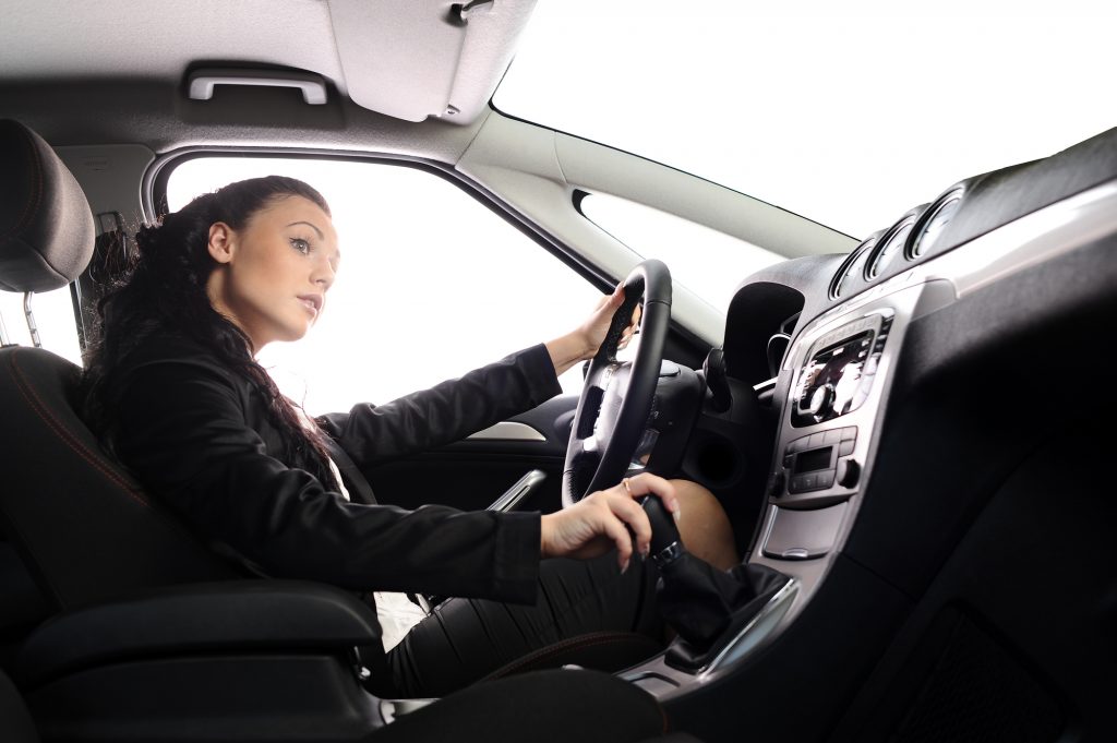 businesswoman drive the car