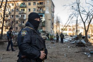 Место обстрелов в Киеве