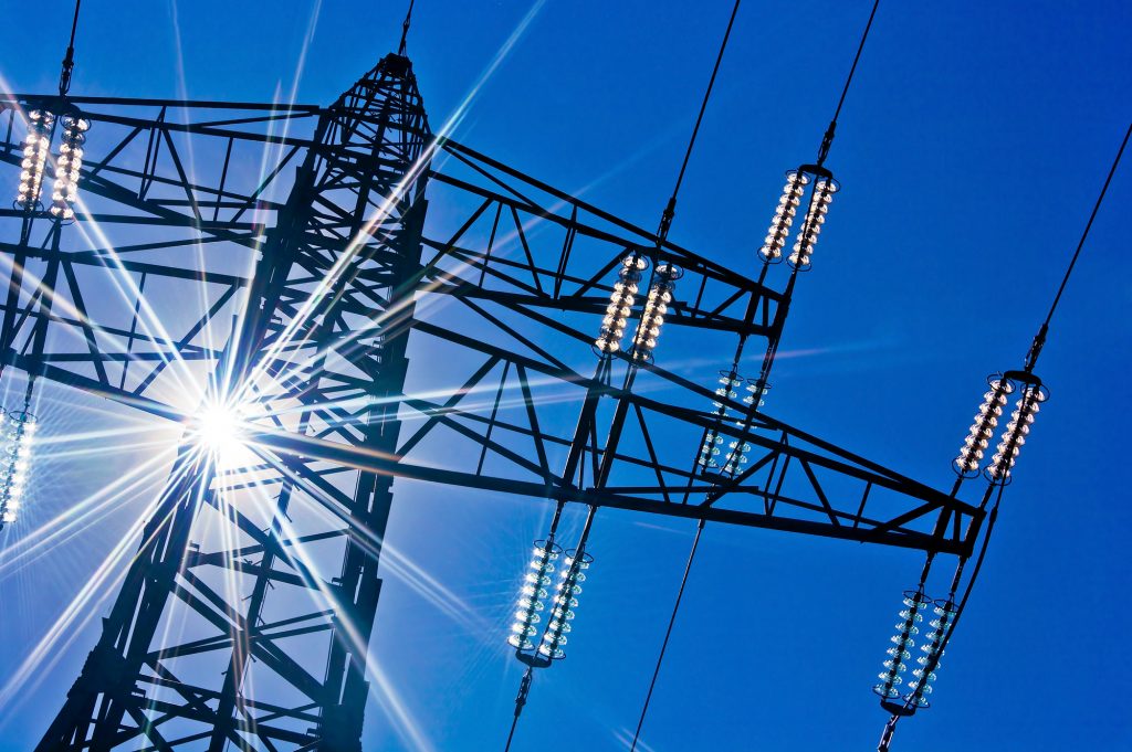 powerline with sun
