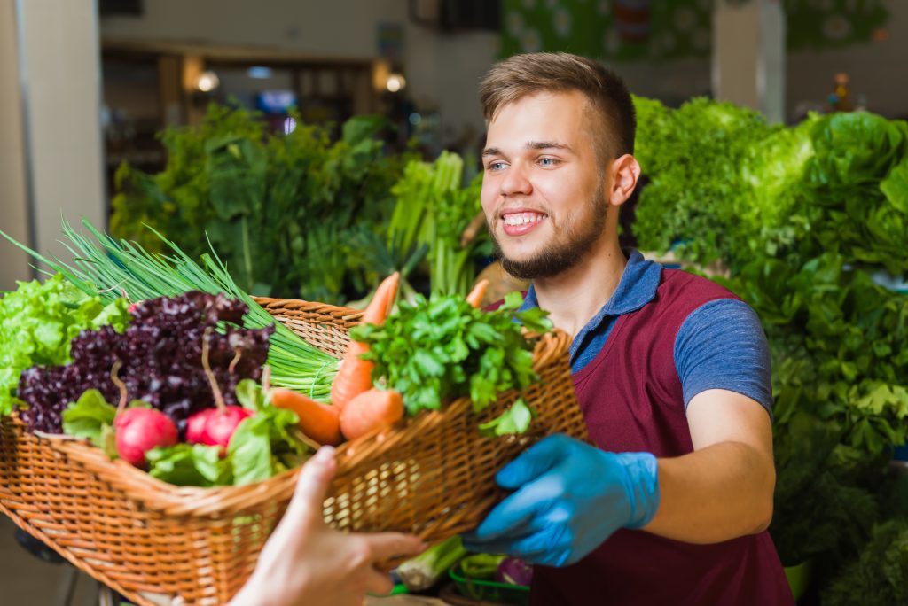 Greengrocer preparing agricultural product