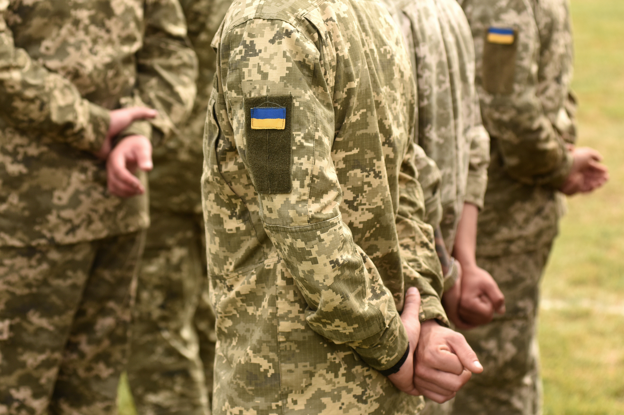Ukraine patch flag on army uniform. Ukraine military uniform. Uk