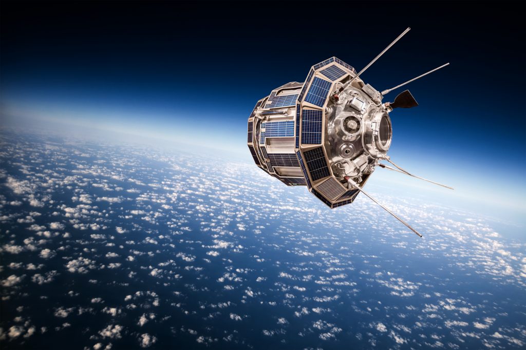 Space satellite over the planet earth
