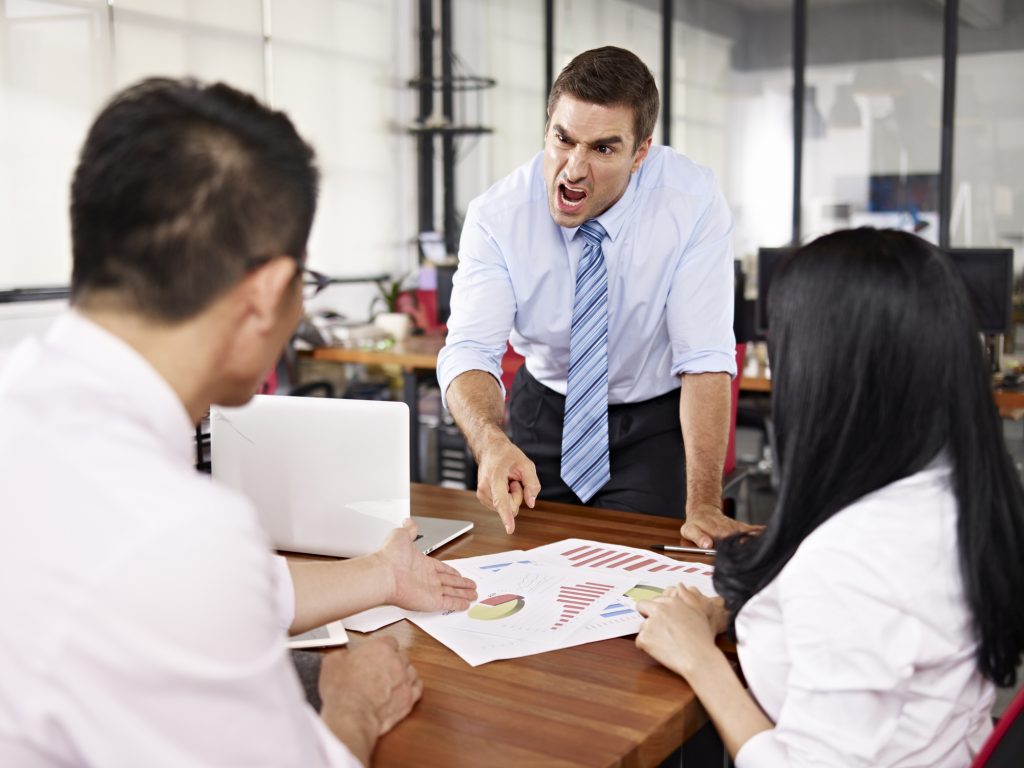 boss yelling at subordinates