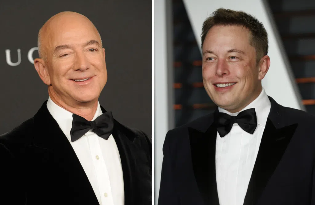 Jeff Bezos, Elon Musk, collage