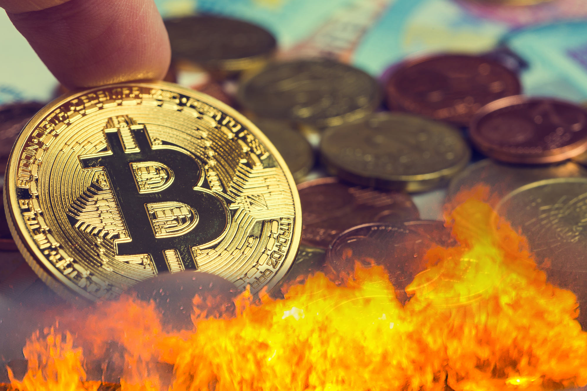 The bitcoin and the Euro and fire