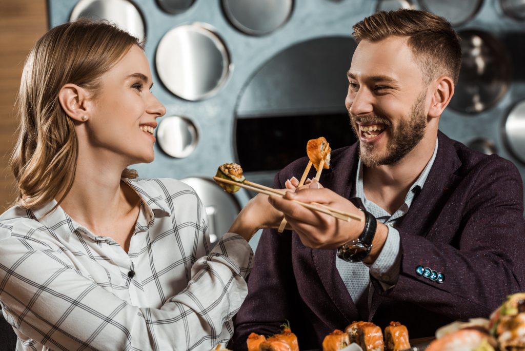 A couple in a Japanese restaurant