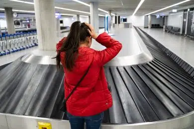 Upset Woman Lost Baggage While Traveling By Plane