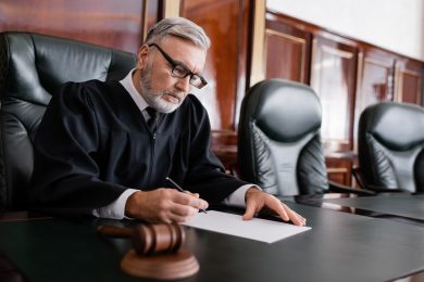 The judge pronounces a verdict in the case