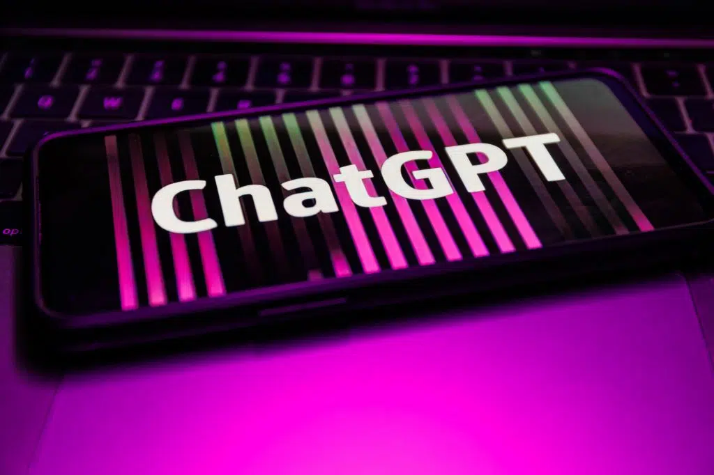 ChatGPT on computer. Chat GPT is artificial intelligence AI chatbot which was launched by OpenAI