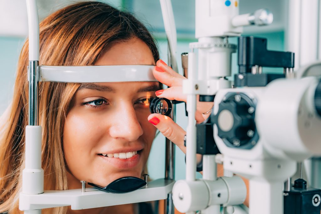 Ophthalmology. Examination With Magnifying Glass