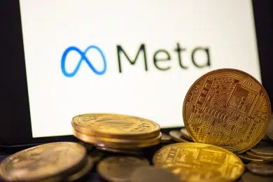 Metaverse coin crypto currency blockchain concept, META on smart
