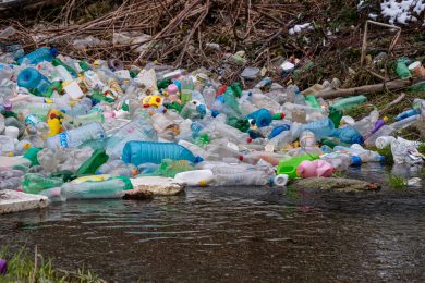 River pollution with plastic waste