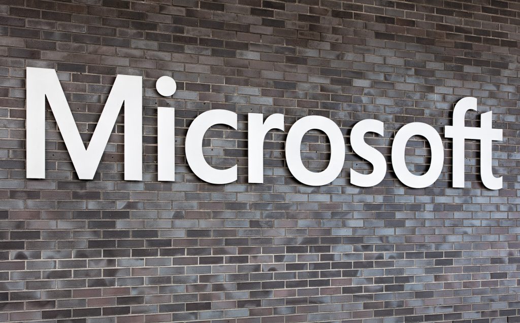 Sign on the wall of the Microsoft Switzerland office building