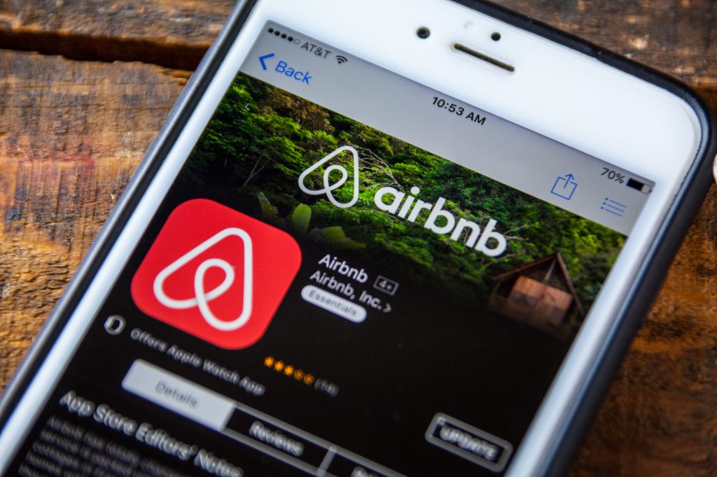 LAS VEGAS, NV - September 22. 2016 - AirBnb iPhone App In The Apple App Store For Download. Selective Focus.