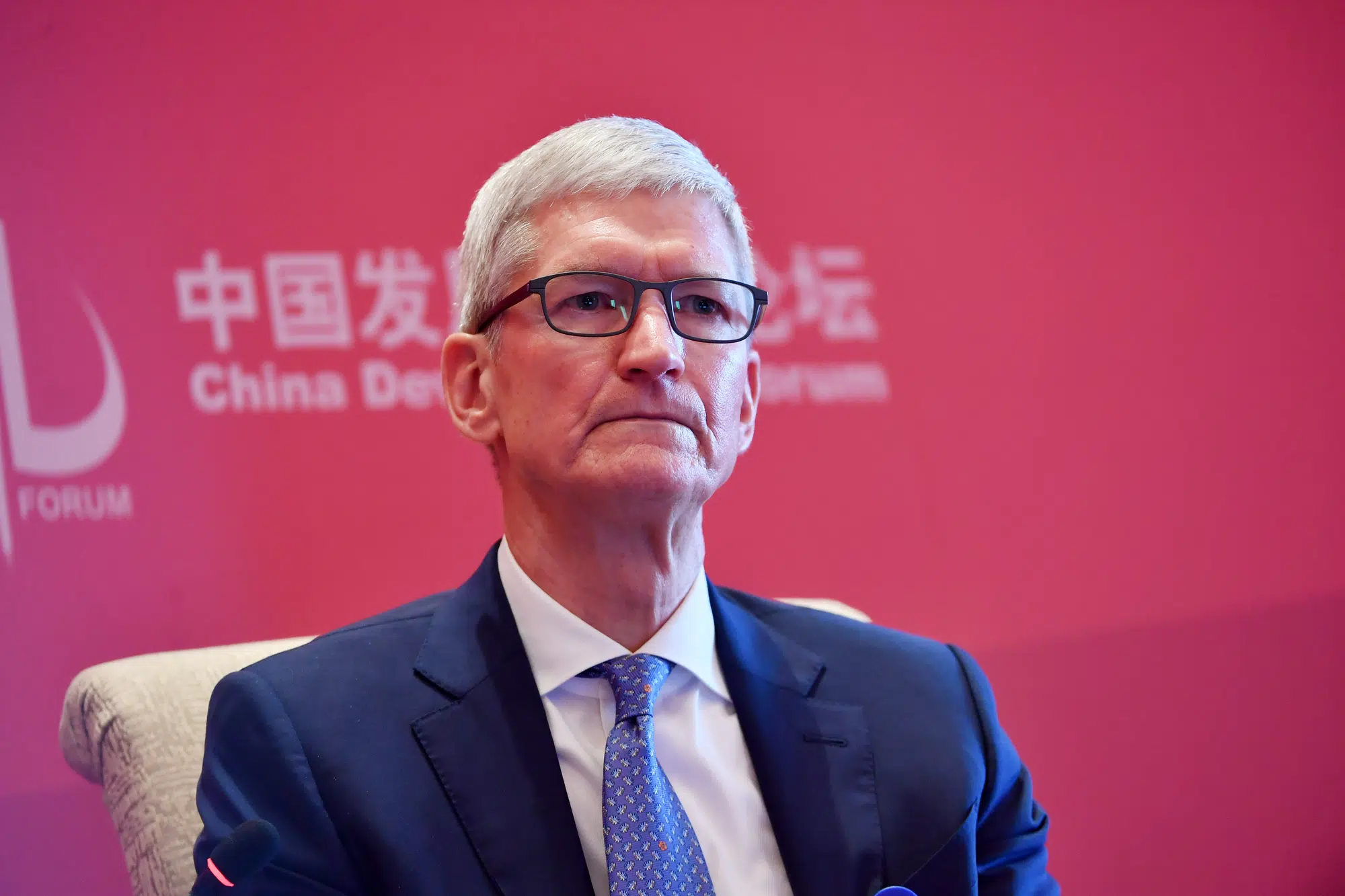 Tim Cook, CEO of Apple Inc., listens during a sub-forum of the the China Development Forum 2018 in Beijing, China, 24 March 2018.  Apple Inc's CEO Tim Cook on Saturday (24 March 2018) called for "calm heads" and more open trade, amid rising concerns over a trade war between China and the United States. Trade tension between the two countries was highlighted this week when U.S. President Donald Trump unveiled plans to slap tariffs on potentially up to $60 billion in imports of Chinese goods.