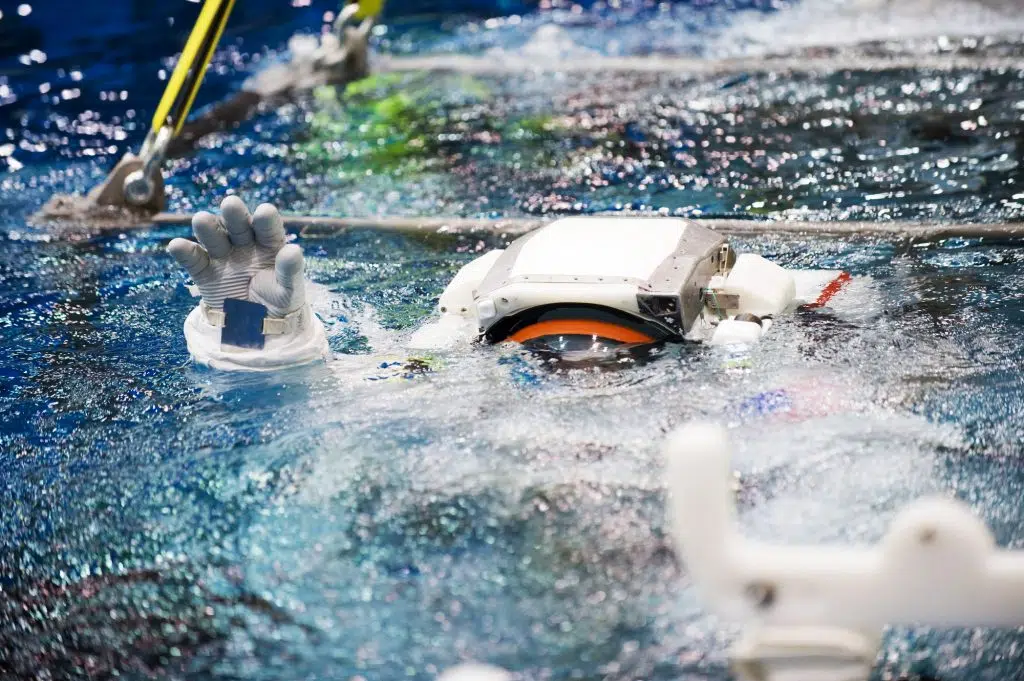 NASA astronaut Rex Walheim, STS-135 mission specialist, is submerged in the waters. Original from NASA. Digitally enhanced by rawpixel.