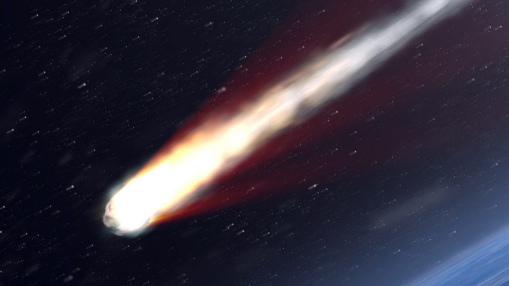 A bright celestial body is rapidly approaching the Earth's surface