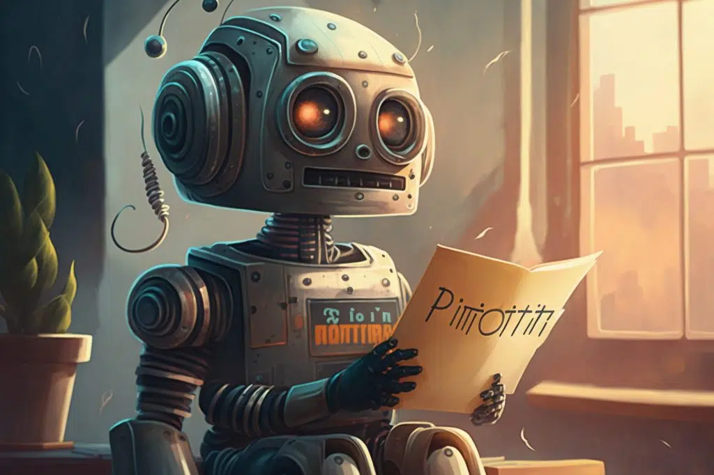Robot reads a book