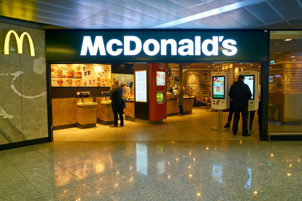 WARSAW, POLAND - CIRCA NOVEMBER, 2017: McDonald's Restaurant at Warsaw Frederic Chopin Airport.