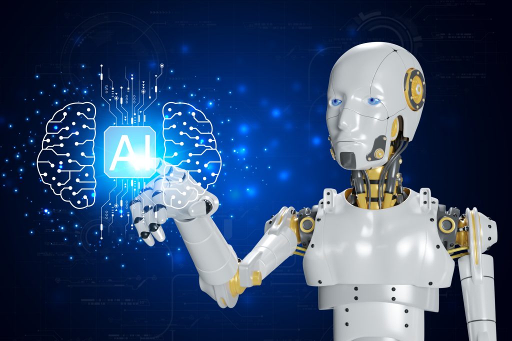 Artificial Intelligence. Technology smart robot AI, artificial intelligence by enter command prompt for generates something, Futuristic technology transformation.