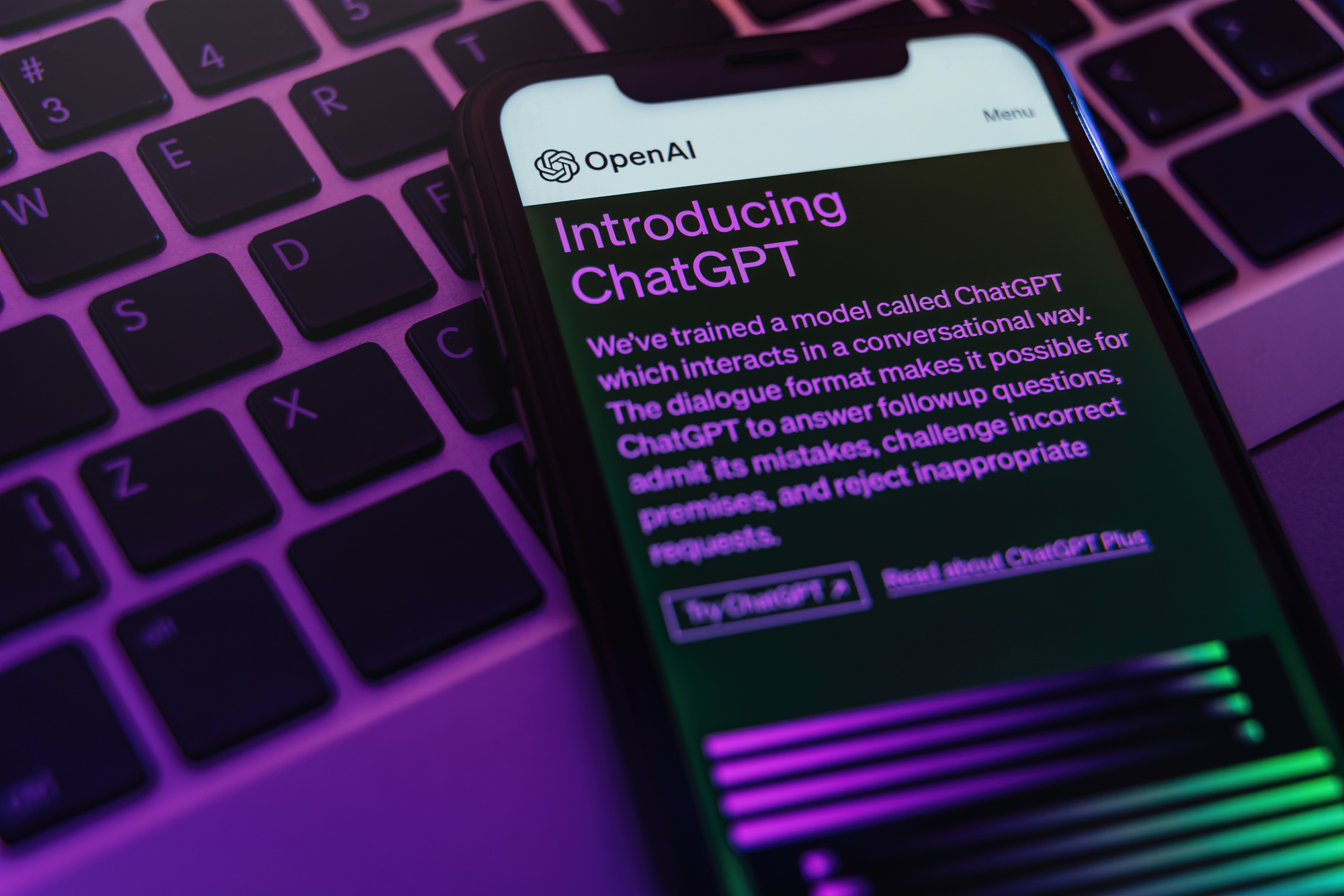 Antalya, Turkey - May 8, 2023: ChatGPT chatbot service, visible on the digital interface of a smartphone screen. ChatGPT is innovative artificial intelligence technology developed by Open AI.