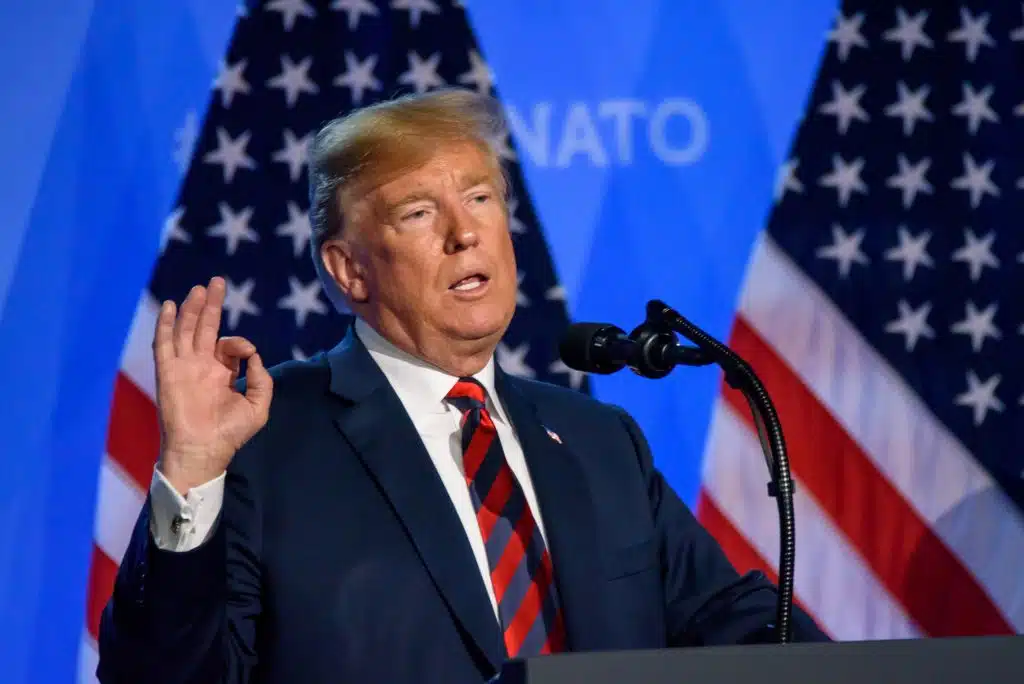 12.07.2018. BRUSSELS, BELGIUM.  Press conference of Donald Trump, President of United States of America, during NATO (North Atlantic Treaty Organization) SUMMIT 2018. "