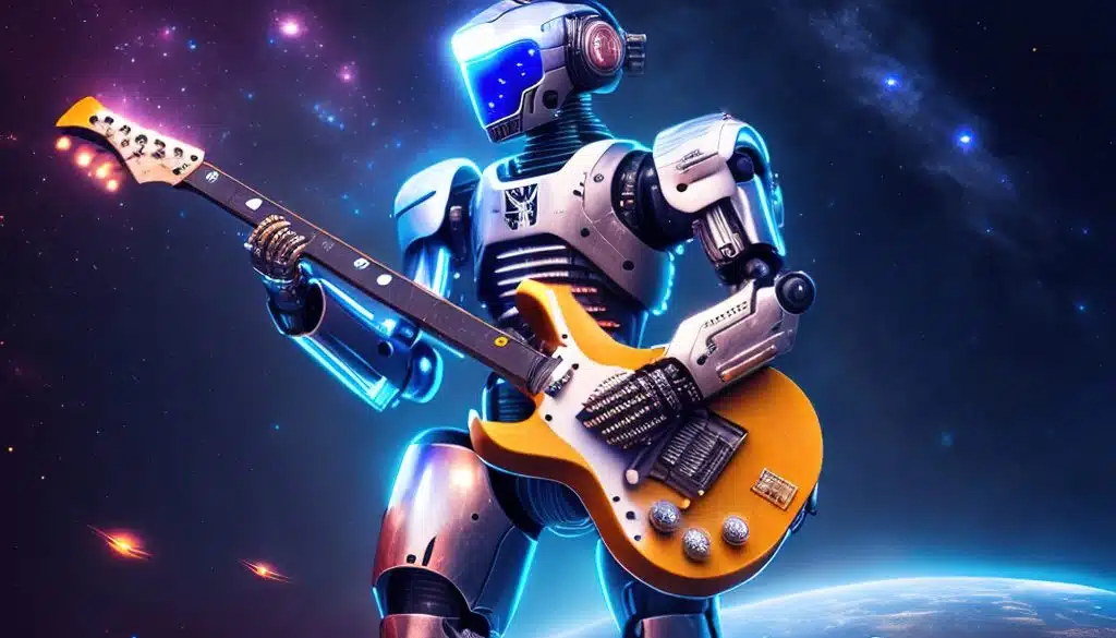 robot with a guitar color illustration