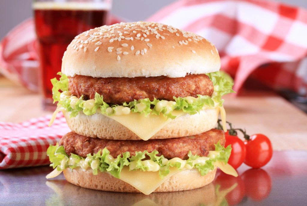 Appetizing double cheeseburger - ready to eat