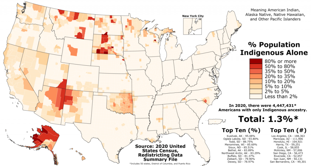 Мапа індіанських резервацій в США