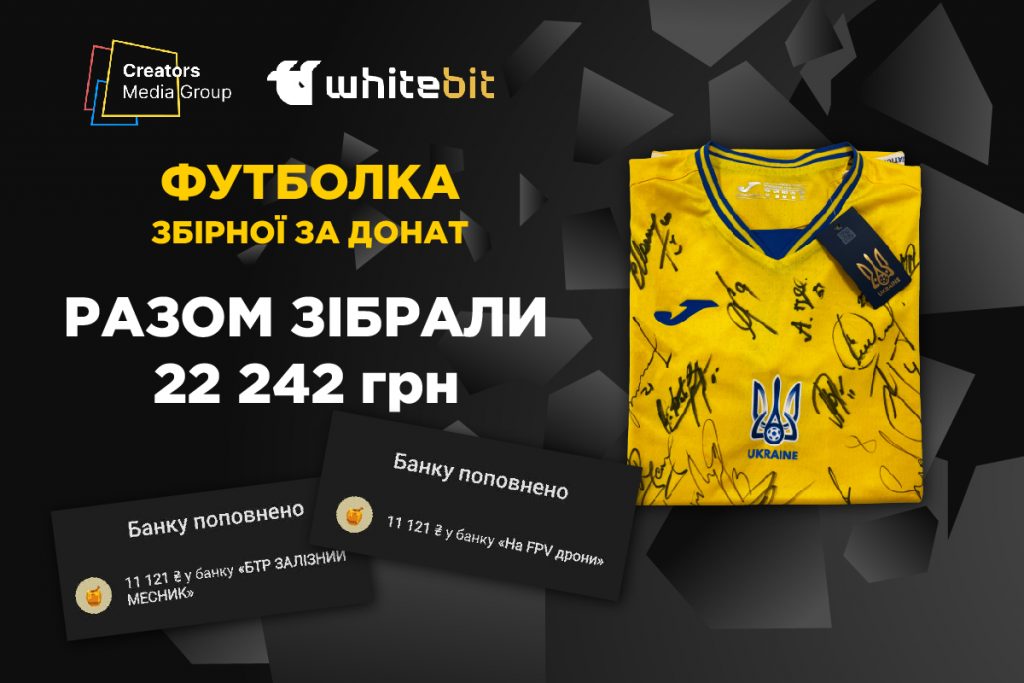Результати розіграшу футболки збірної України з футболу з автографами гравців від WhiteBIT та шести додаткових трофеїв