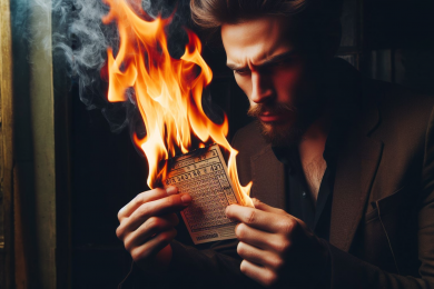 Чоловік з палаючим лотерейним білетом