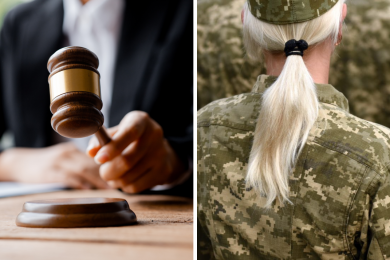 суд і жінка у військовій формі