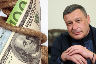 Долари та євро, Сергій Мамедов, колаж