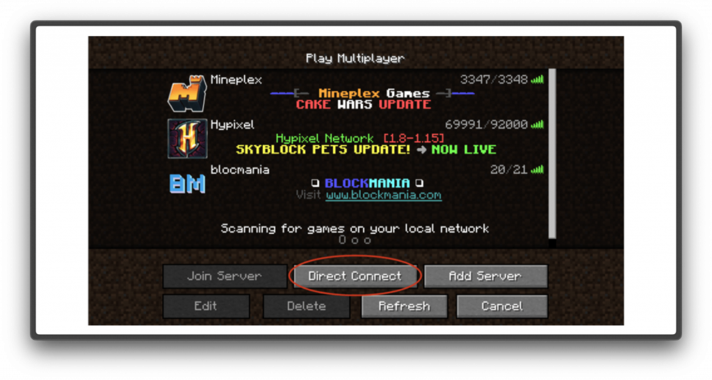 Підключення до сервера Minecraft
