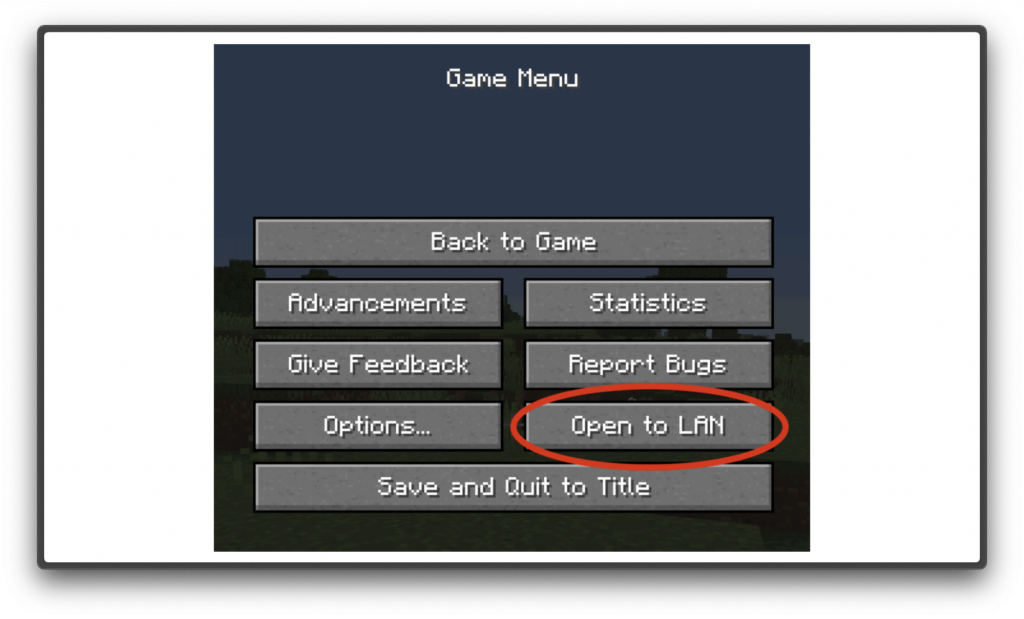 Ігрове меню Minecraft