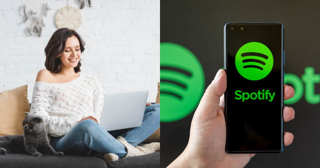 дівчина з каре працює вдома, Spotify