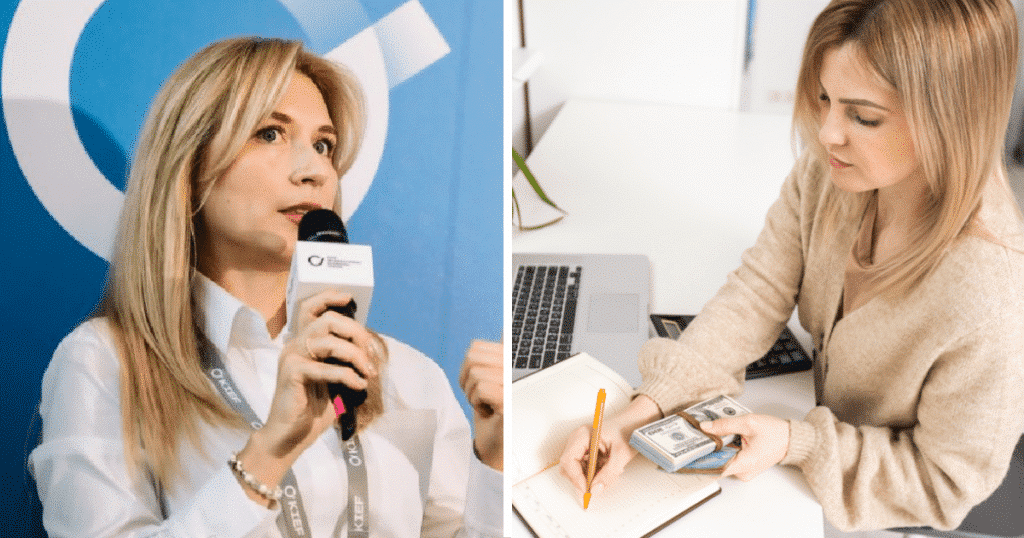Юлія Жовтяк, жінка з грошима, колаж