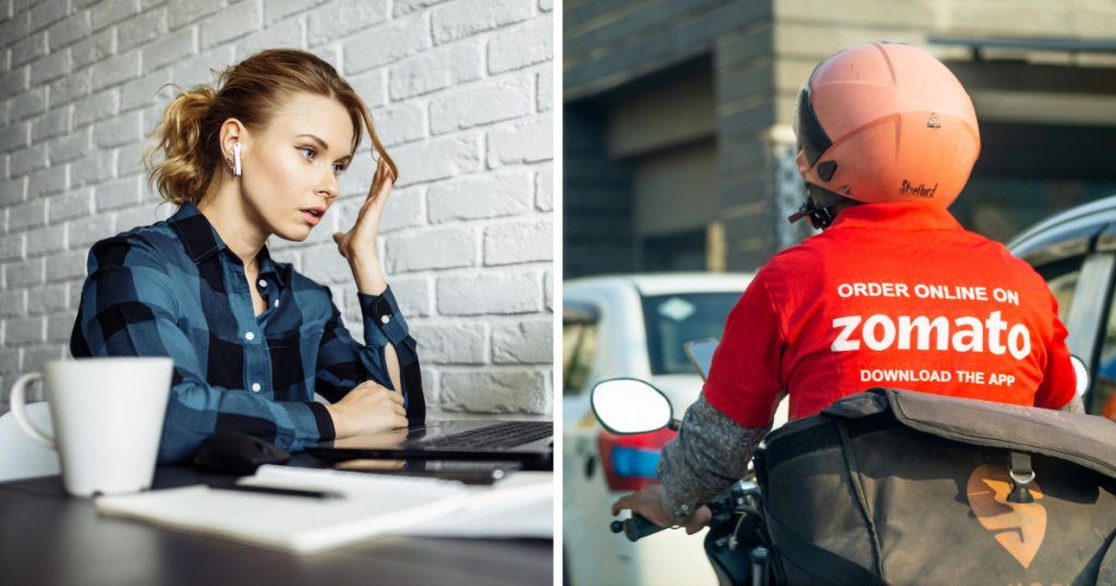 здивована дівчина, Zomato