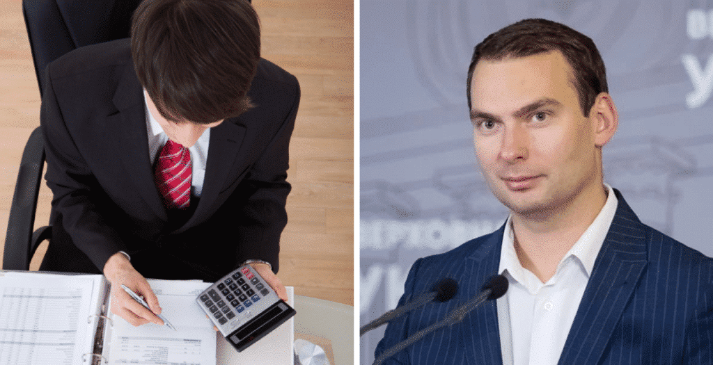 Чоловік розраховує податки, Ярослав Железняк, колаж