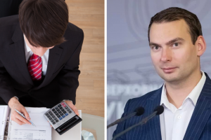 Чоловік розраховує податки, Ярослав Железняк, колаж