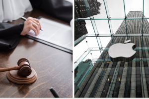 Судовий розгляд, офіс Apple, колаж