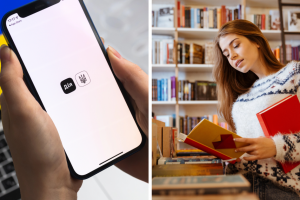 застосунок дія, дівчина купляє книги