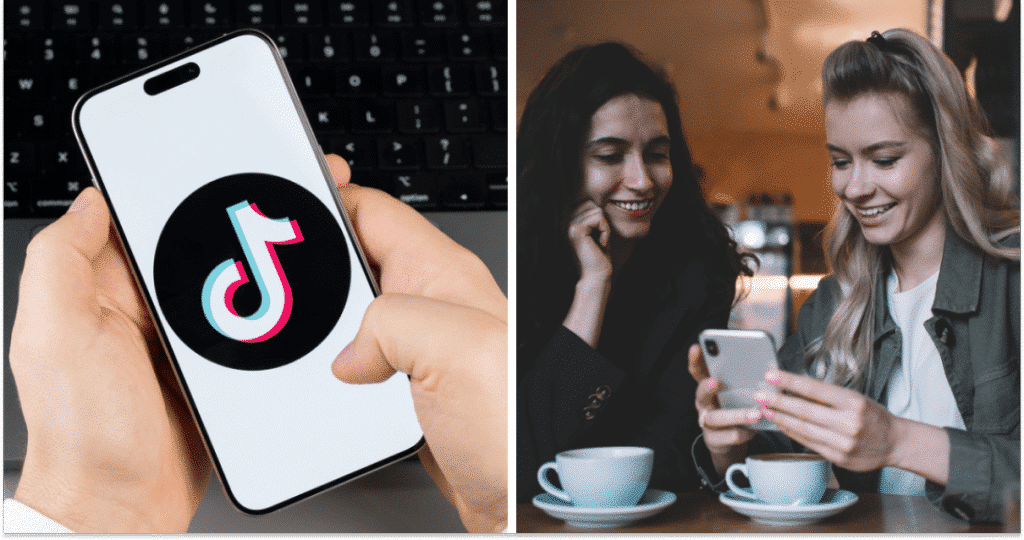 TikTok, жінки зі смартфоном, колаж