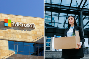 Microsoft, звільнення з роботи, колаж